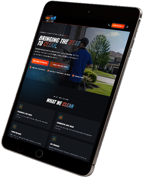 Pressure washing website on tablet