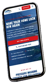 Pressure washing website on phone